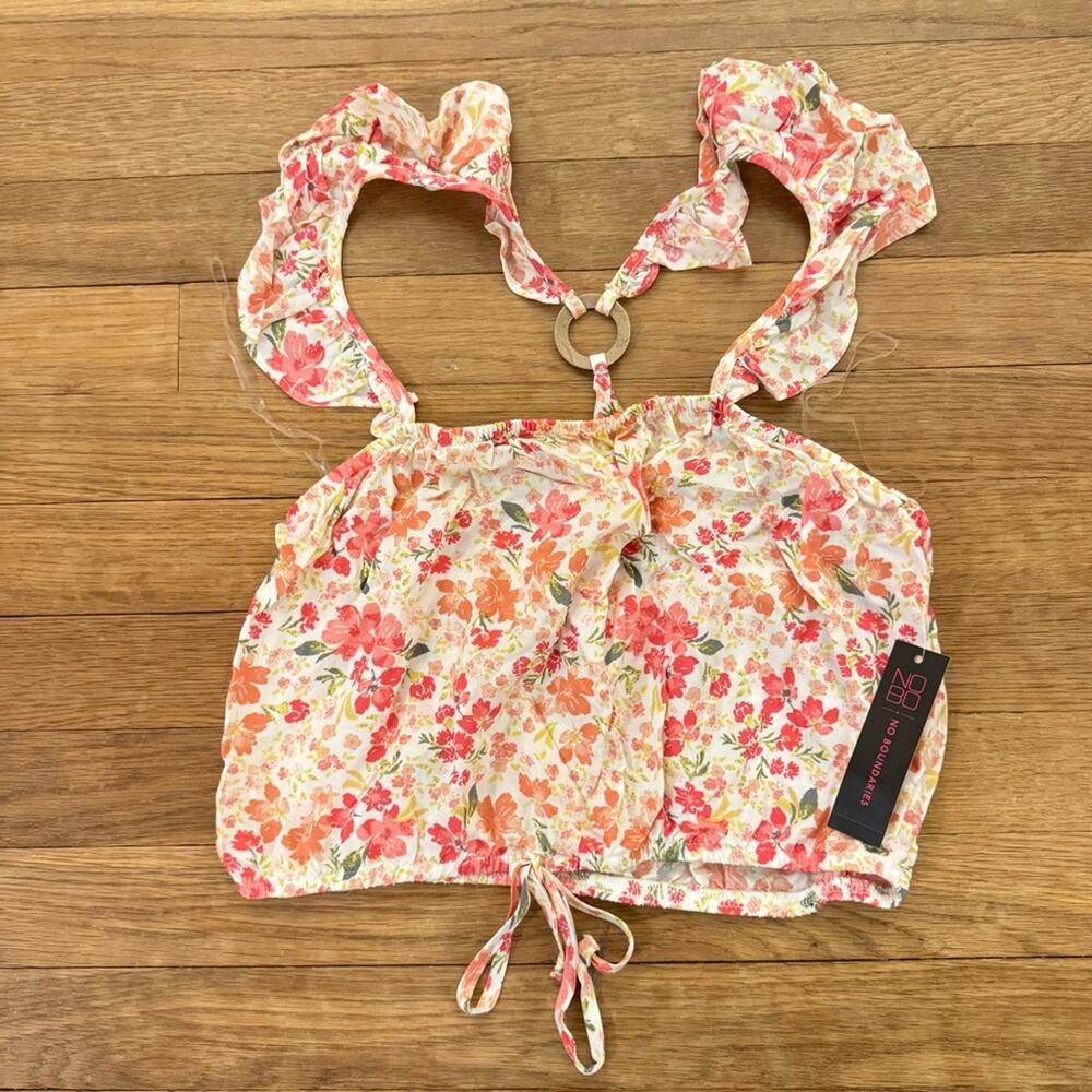 NWT No Boundaries pink orange cream sleeveless tank top shirt size medium M b22